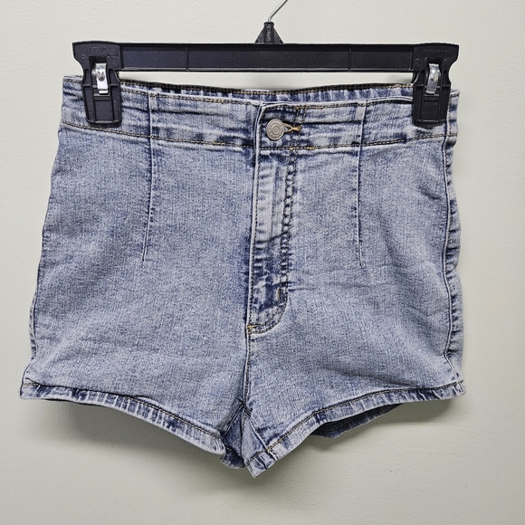 Wild Fable Jean Denim Short Light Wash No Pockets Highest Rise Zip Stretch Sz 4 - Picture 1 of 5